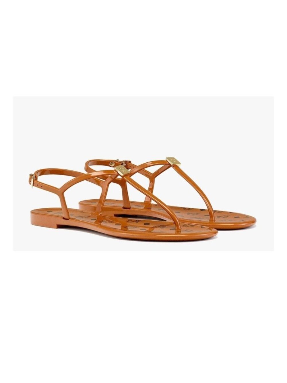 MCM Women's Brown Monogram Jelly Sandals SIZE 38